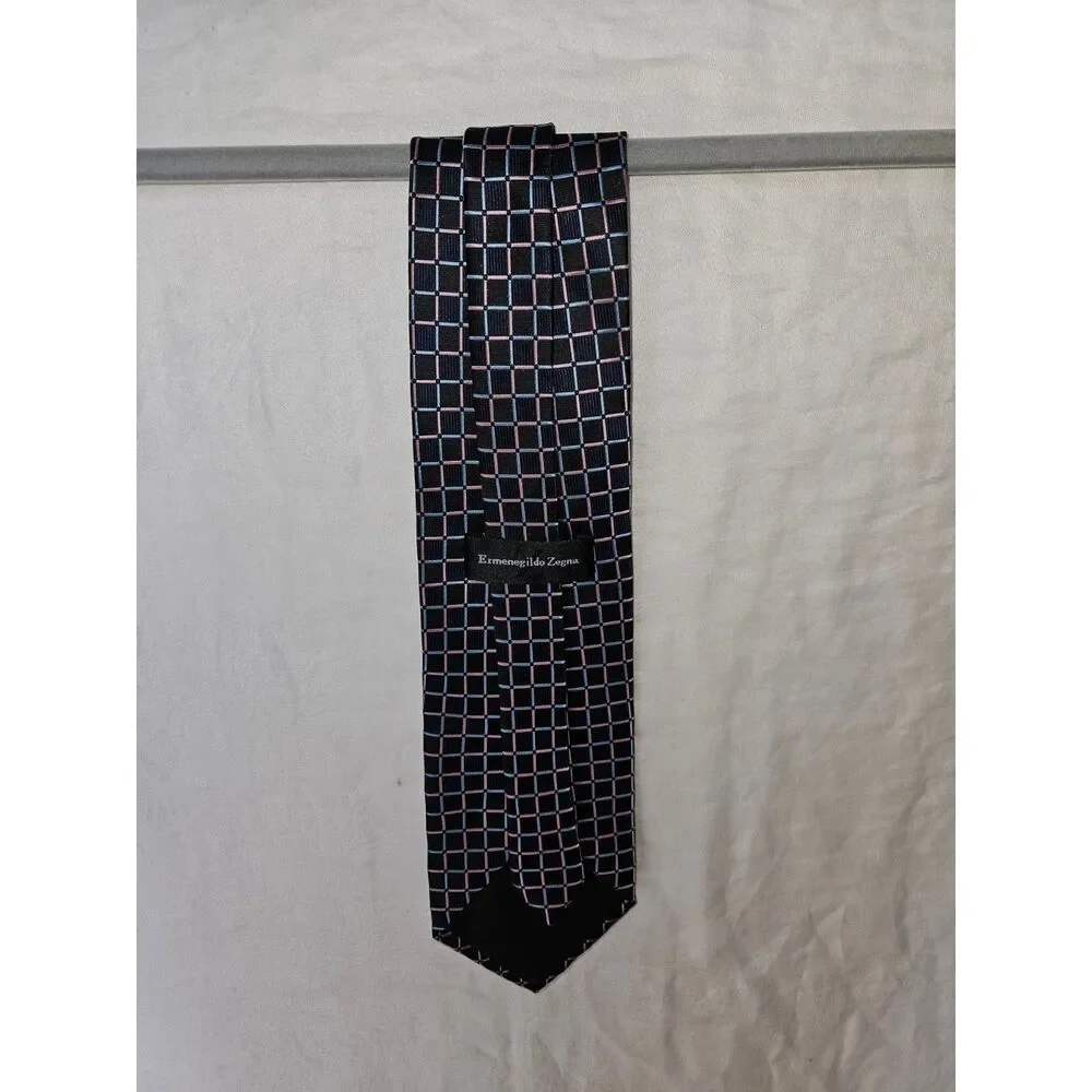 ERMENEGILDO ZEGNA Lot of 2 Ties 100% Silk Squares and Diamonds Duo